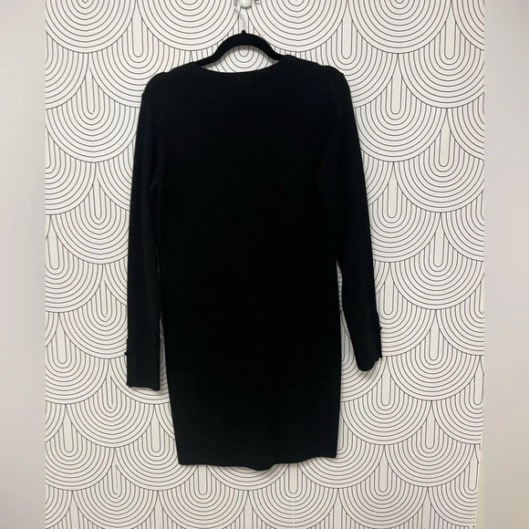New Club Monaco Evangah Wool Henley Sweater Dress Button Black size Medium - Picture 9 of 10
